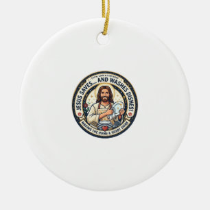 Décoration En Céramique Chemise Humoristique Corvées de Lessive Jésus Grap