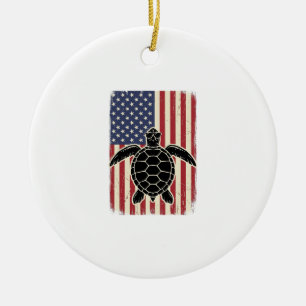 Décoration En Céramique Chemise patriotique vintage tortue marine drapeau