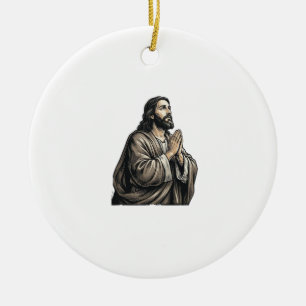 Décoration En Céramique Chemise religieuse d'homme priant gravure vintage