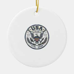Décoration En Céramique Chemise USA 250 Ans Liberté Vintage Eagle Badge_1