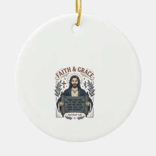 Décoration En Céramique Chemise vintage brodée de Jésus en point de croix