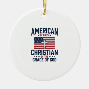 Décoration En Céramique Chemise Vintage Croix du Drapeau Chrétien Américai
