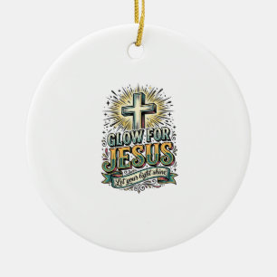 Décoration En Céramique Chemise vintage de croix chrétienne Glow For Jesus