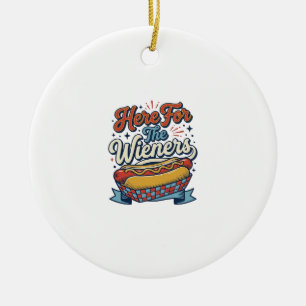 Décoration En Céramique Chemise vintage hot dog Here For The Wieners_1