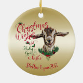 Décoration En Céramique CHÈQUE | Souhaits de Noël Bébé Chèvre Baisers Basc (Dos)