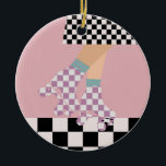Décoration En Céramique Chèques d'art moderne À damiers roulettes de patin<br><div class="desc">Roller skater girl en chèques en jupe, lilas checkers en quads, roller en damier motif disco plancher. Pieds abstraits parfaits patins à roulettes art pour poupée, femme, fille. Patins à roulettes amovibles design motif sur décoration maison, tasses, papier d'emballage, etc. Roller skates art illustration design cadeau pour fille, petite-fille, derby...</div>