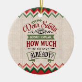 Décoration En Céramique Cher Père Noël, Avant D'Expliquer - Fantastique No (Devant)