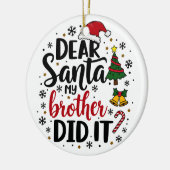 Décoration En Céramique Cher Père Noël Mon Frère l'a fait Noël (Gauche)