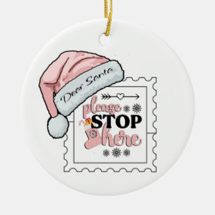 Décoration En Céramique Cher Père Noël S'il vous plaît arrêtez ici Ornemen