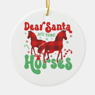 Décoration En Céramique Cher Père Noël viens d'apporter les chevaux drôle 