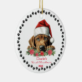 Décoration En Céramique Cher Rhodesian Ridgeback Chien Santa Hat Empreinte (Droite)