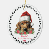 Décoration En Céramique Cher Rhodesian Ridgeback Chien Santa Hat Empreinte (Gauche)