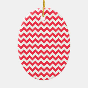 Décoration En Céramique Cherry Red Chevron Zigzag