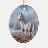 Décoration En Céramique Cheval blanc en Noël neige (Droite)