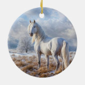 Décoration En Céramique Cheval blanc en Noël neige (Dos)