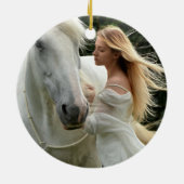 Décoration En Céramique Cheval blanc et fille (Dos)