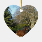 Décoration En Céramique Cheval Brown contre une clôture (Devant)