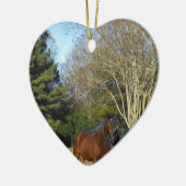 Décoration En Céramique Cheval Brown contre une clôture (Gauche)