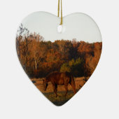 Décoration En Céramique Cheval Brown rouge, bois d'automne. (Droite)