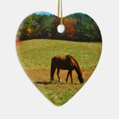 Décoration En Céramique Cheval Brown rouge dans les arbres d'automne (Droite)