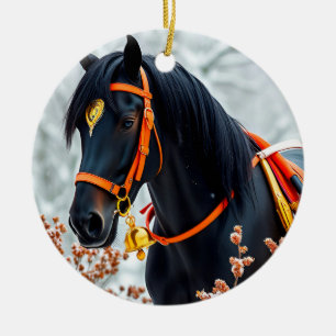 Décoration En Céramique Cheval châtaignier noir élégant