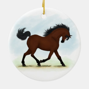 Décoration En Céramique Cheval De Baie Avec Lame