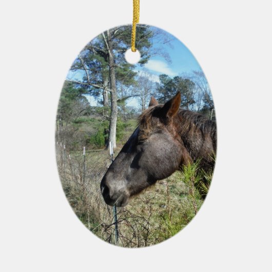 Décoration En Céramique Cheval de couleur Coco et Crème (Devant)