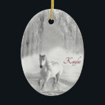 Décoration En Céramique Cheval de l'Arabe Blanc Personnalisé dans la forêt<br><div class="desc">N'est-ce pas une image stupéfiante d'un beau cheval arabe pur-sang blanc courant dans une forêt enneigée ? Parfait pour ceux qui aiment les chevaux ou l'art monotone. Customisez avec votre propre nom ou un autre message. Si vous avez des problèmes, vous pouvez me contacter pour obtenir de l'aide. ©2017Mary Wickison...</div>
