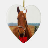Décoration En Céramique Cheval de Noël avec arc rouge (Droite)