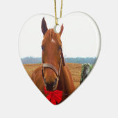 Décoration En Céramique Cheval de Noël avec arc rouge (Gauche)