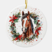 Décoration En Céramique Cheval équestre Noël Wreath Festive (Devant)