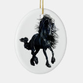 Décoration En Céramique Cheval frison, beauté noire d'étalon (Droite)