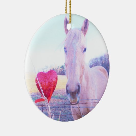 Décoration En Céramique Cheval jaune et Coeur rouge (Droite)