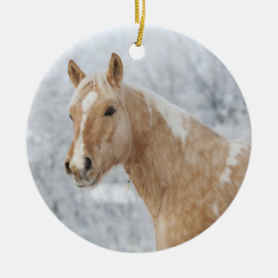 Décoration En Céramique Cheval Palomino dans la neige