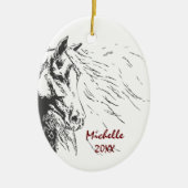 Décoration En Céramique Cheval personnalisé Sketch Noël (Devant)