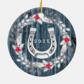 Décoration En Céramique Cheval photo cadre en bois bleu argent (Dos)