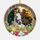 Décoration En Céramique Cheval photo cadre en bois doré Noël (Devant)