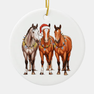 Décoration En Céramique Chevaux de Noël Cowboy occidental Chapeau de Père 