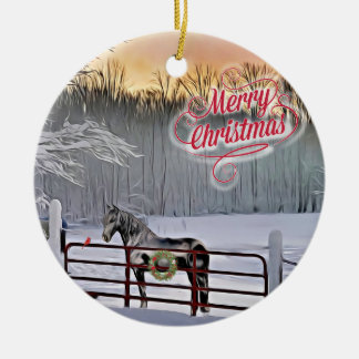 Décoration En Céramique Chevaux d'hiver Noël