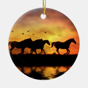 Décoration En Céramique Chevaux sauvages
