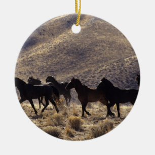 Décoration En Céramique Chevaux sauvages de mustang dans le désert 1