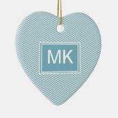 Décoration En Céramique Chevron bleu avec Monogramme (Droite)