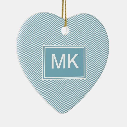 Décoration En Céramique Chevron bleu avec Monogramme (Droite)