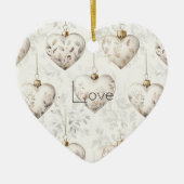 Décoration En Céramique Chic Cream Grey Hearts Ornaments (Devant)