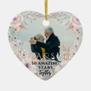 Décoration En Céramique Chic Mariage d'aquarelle Anniversaire 2 Photo