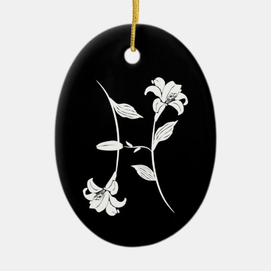 Décoration En Céramique Chic monogramme Poissons fleur de naissance signe (Devant)