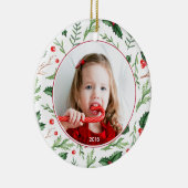 Décoration En Céramique Chic Red Holly Motif Noël (Droite)