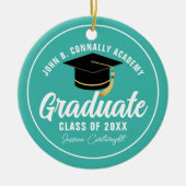 Décoration En Céramique Chic Turquoise Diplômé sur mesure Noël (Devant)