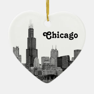 Décoration En Céramique Chicago Skyline Etché