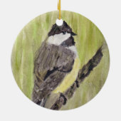 Décoration En Céramique Chickadee Bird - peinture acrylique. (Dos)